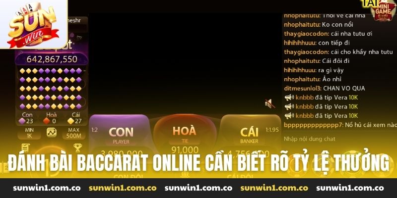 Đánh bài baccarat online cần biết rõ tỷ lệ thưởng